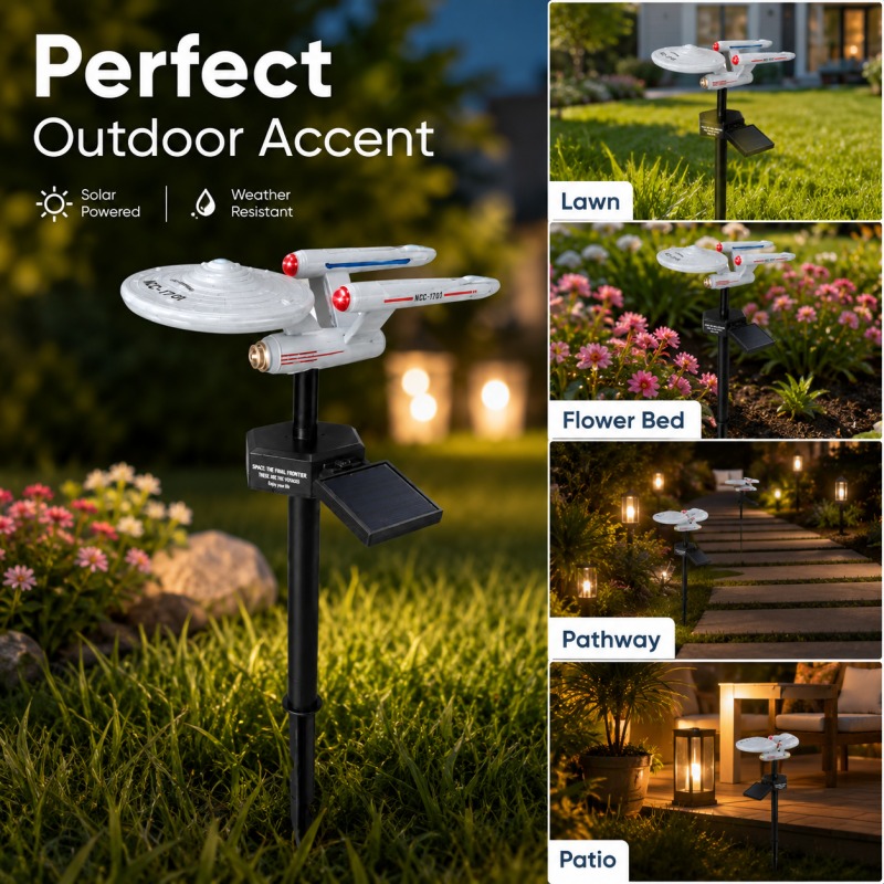Landscape Spike Light - ไฟประดับสวนรูปยานอวกาศ Star Trek USS Enterprise แบบเสียบลงดิน
