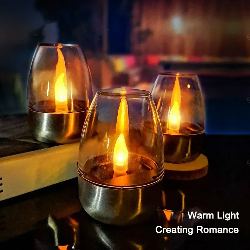 Outdoor Lighting Ideas For Party - LED พลังงานแสงอาทิตย์เทียนแสง Flameless ชาร์จ Night Light