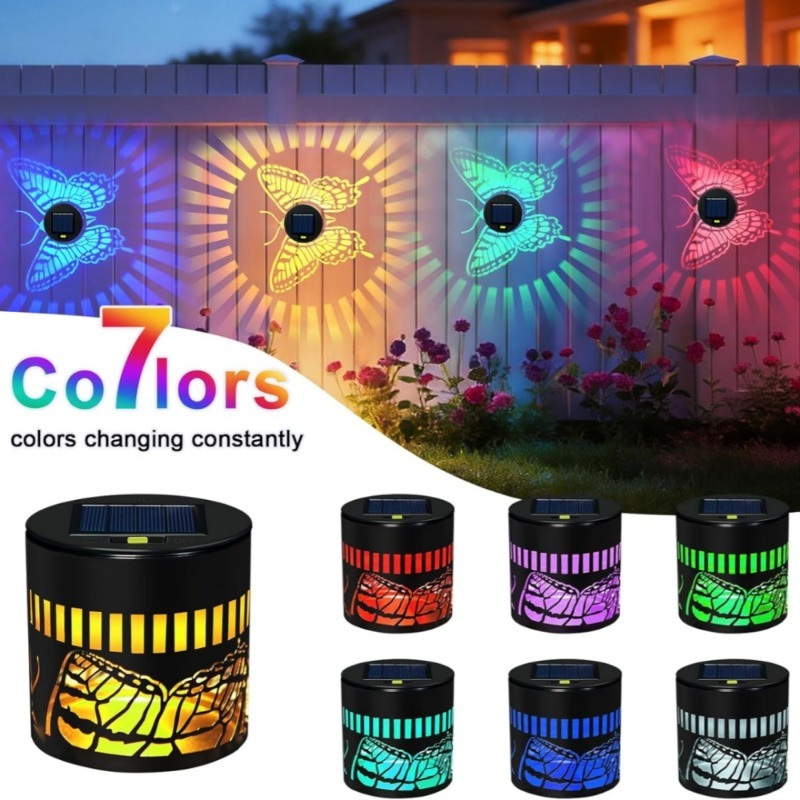 Outdoor Lighting On Fence - ไฟตกแต่งรูปผีเสื้อพลังงานแสงอาทิตย์ สำหรับสวน ผนัง บันได ระเบียง ตกแต่งภายนอก