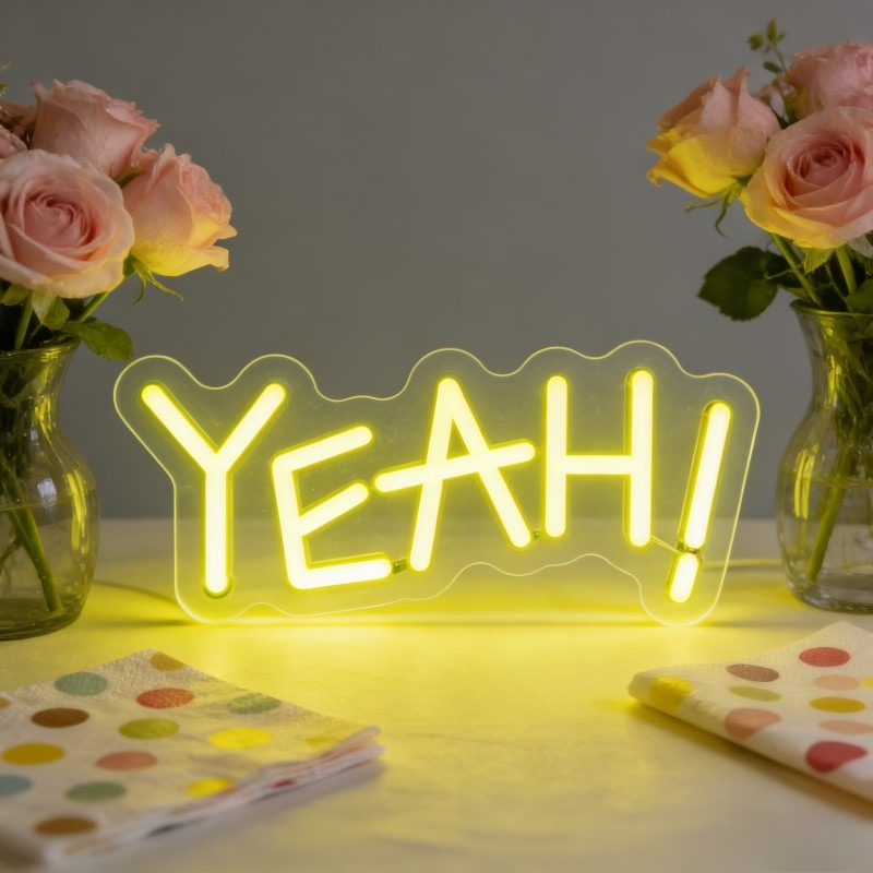 Outdoor Lighting Quotes - YEAH ป้ายไฟนีออน LED พร้อมข้อความสร้างแรงบันดาลใจ ตกแต่งผนังห้องนอน ห้องนั่งเล่น