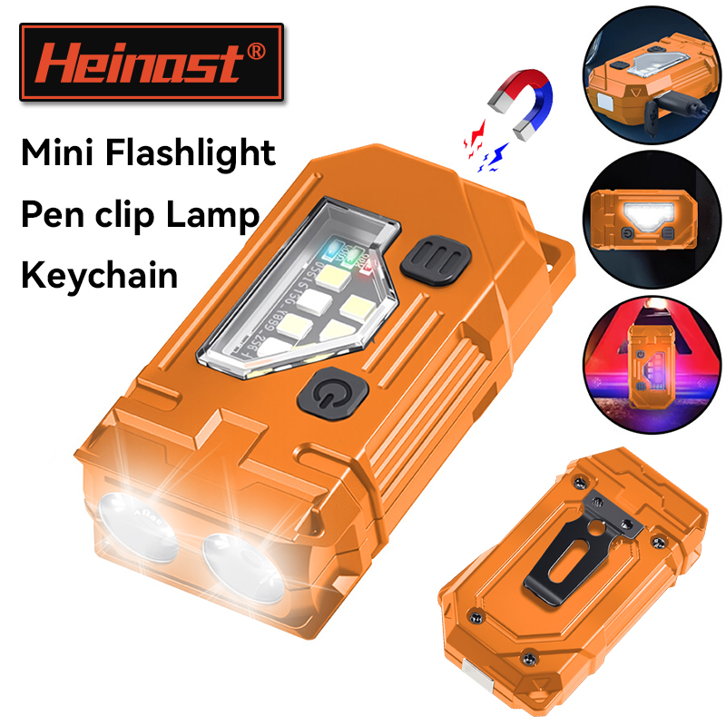 Outdoor Lighting Black - พวงกุญแจมินิ EDC ไฟฉายแบบชาร์จไฟได้ไฟฉายแม่เหล็ก Super Bright Pocket