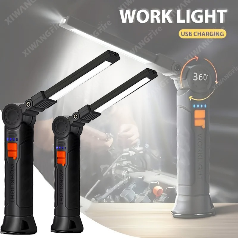 Outdoor Lighting Brands - ไฟฉาย LED แบบชาร์จไฟได้พร้อมแม่เหล็กและตะขอ, กันน้ำสำหรับงานรักษาความปลอดภัยในสถานที่ทำงาน ทำงานกลางคืน ตั้งแคมป์กลางแจ้ง