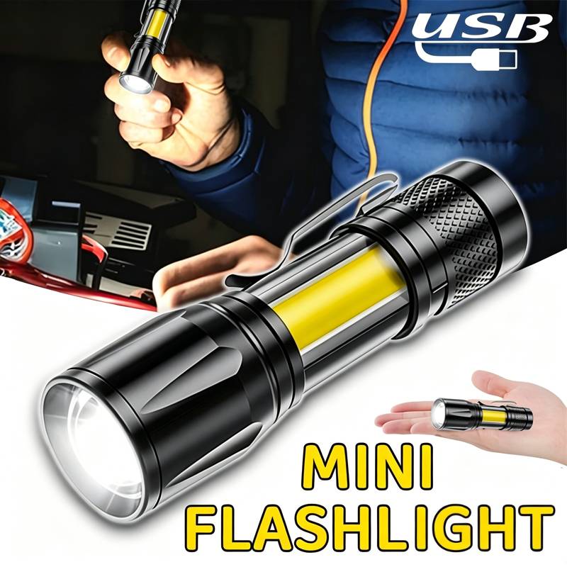 Outdoor Lighting Black - ไฟฉาย LED ขนาดเล็ก COB ไฟส่องสว่างแบบพกพา ไฟฉายทำงานแบบชาร์จ