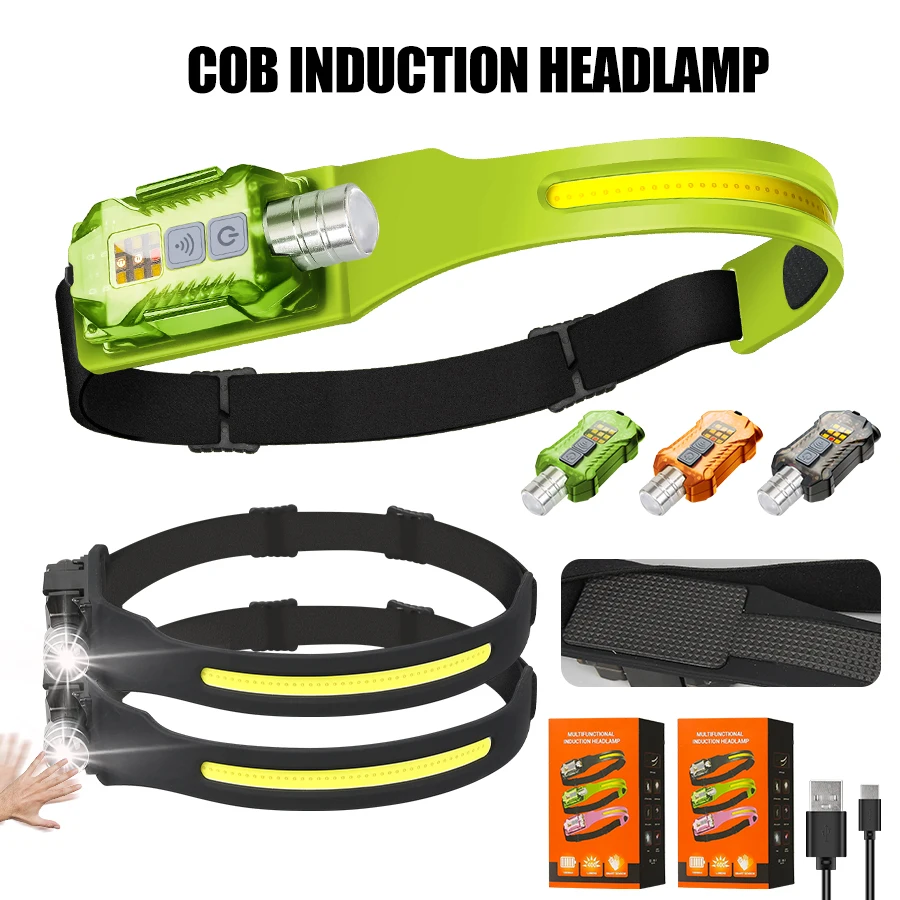Outdoor Lighting Portable - ไฟฉายคาดศีรษะ LED อันทรงพลังแบบพกพาแบบชาร์จไฟได้พร้อมหางแม่เหล็ก 9 โหมดแสงสว่างสำหรับตั้งแคมป์กลางแจ้งโคมไฟตกปลา