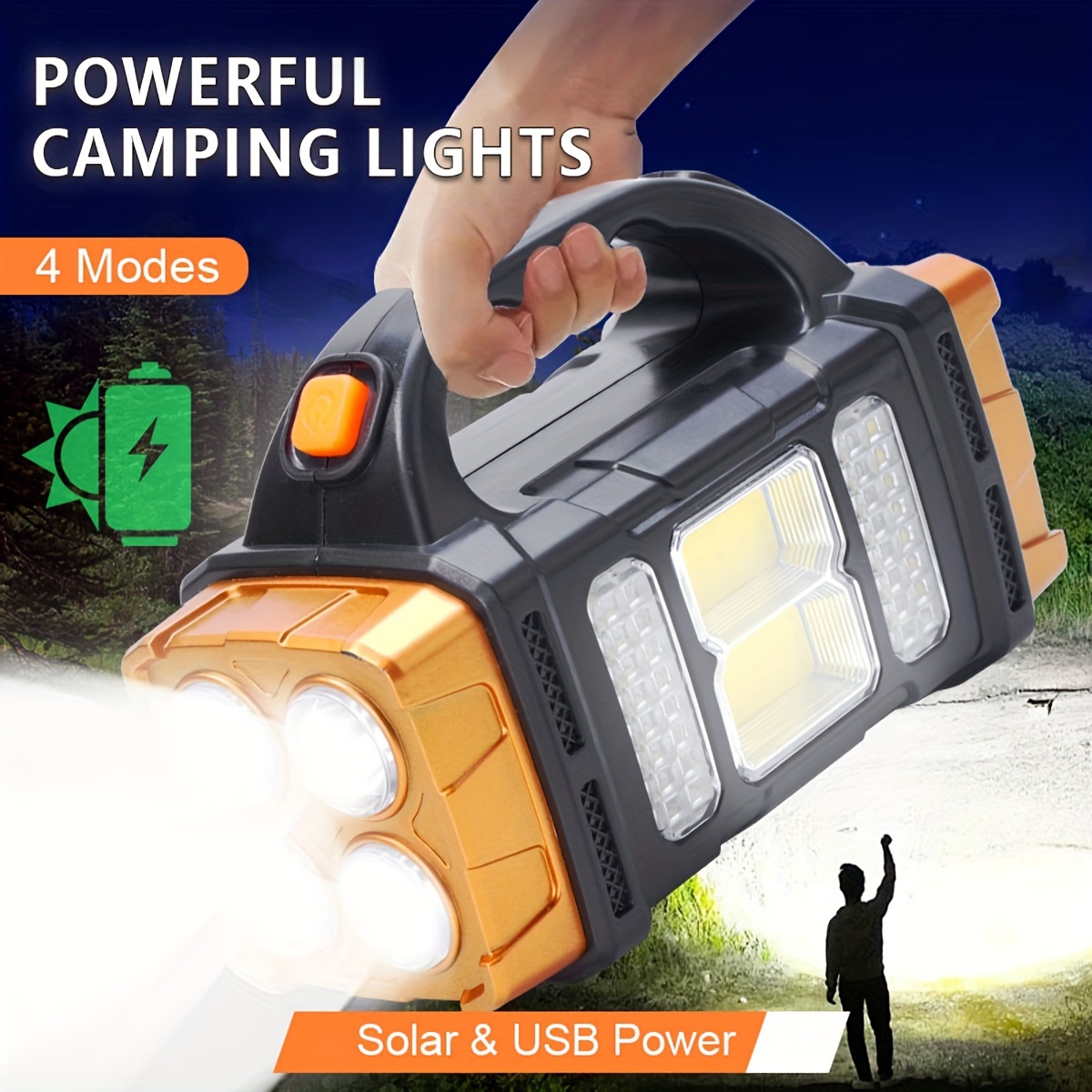 Outdoor Lighting Brands - อัพเกรดใหม่ ไฟฉาย LED พลังงานแสงอาทิตย์แบบชาร์จไฟได้ กำลังสูง พร้อมพาวเวอร์แบงค์