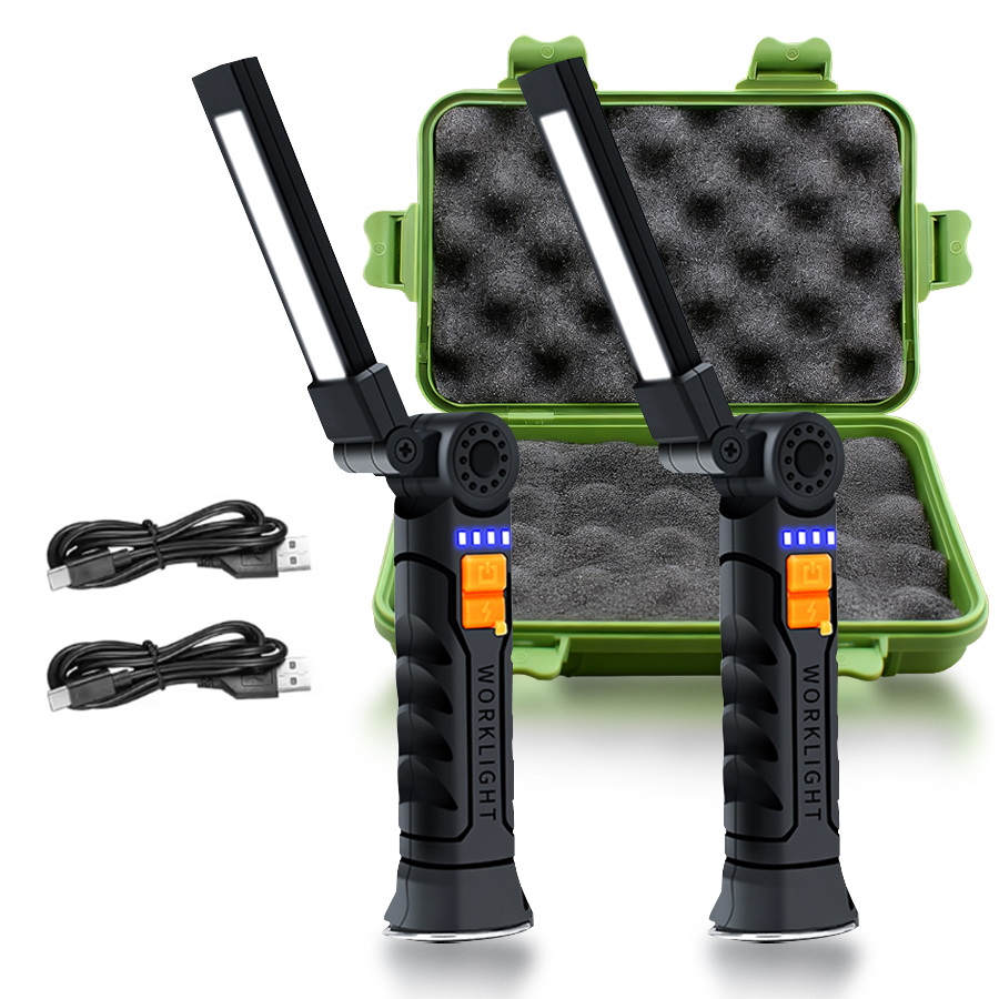 Outdoor Lighting Portable - ไฟค้นหา LED COB แบบพกพาพร้อมแม่เหล็กและตะขอแบตเตอรี่ในตัวแบบชาร์จไฟได้ไฟทำงานกลางแจ้งโคมไฟฉุกเฉินกันน้ำ