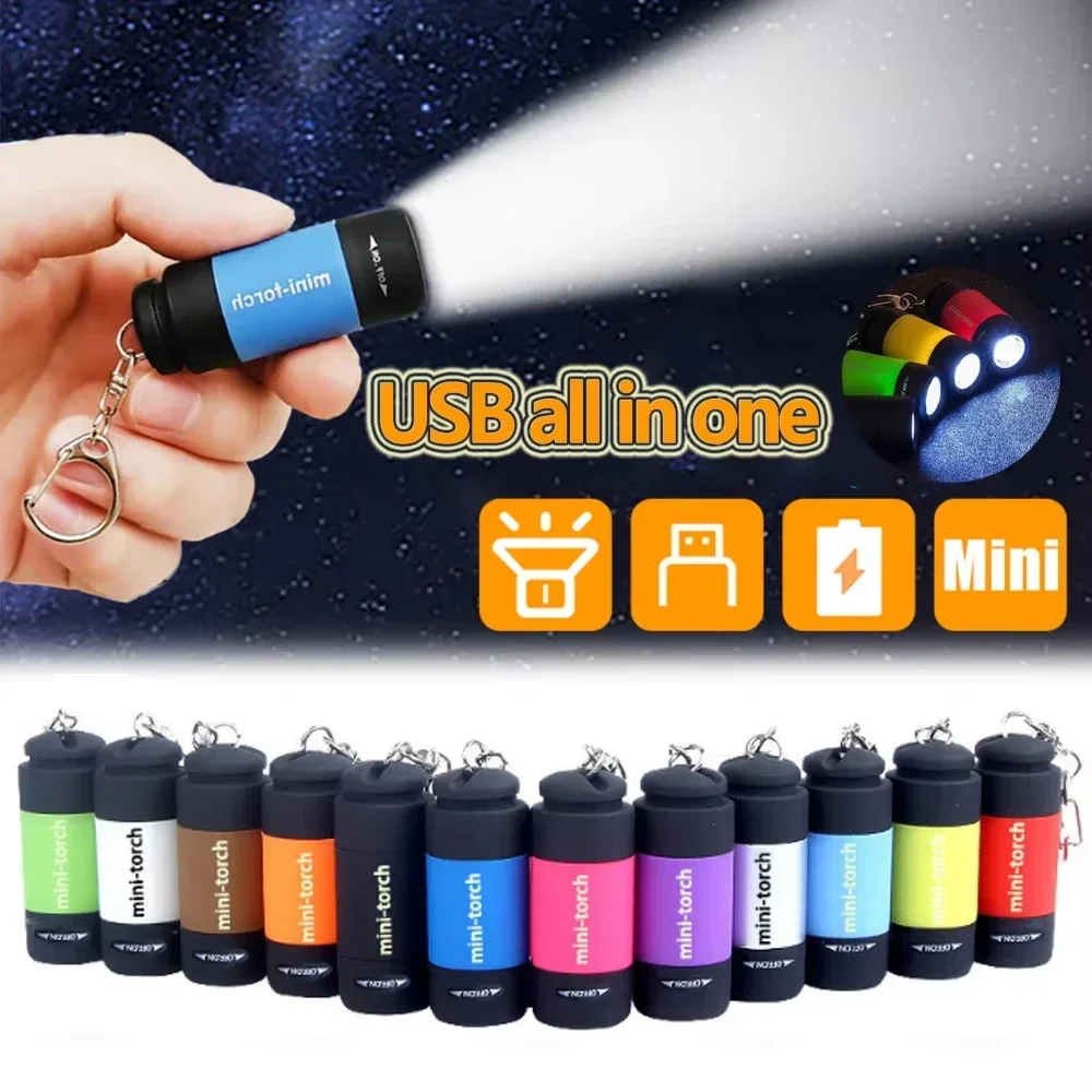 Outdoor Lighting Ideas For Party - ชาร์จ USB ไฟฉาย LED มัลติฟังก์ชั่นแสงที่แข็งแกร่งพวงกุญแจพกพาไฟฉายกันน้ำกลางแจ้งเดินป่าตั้งแคมป์ไฟฉาย