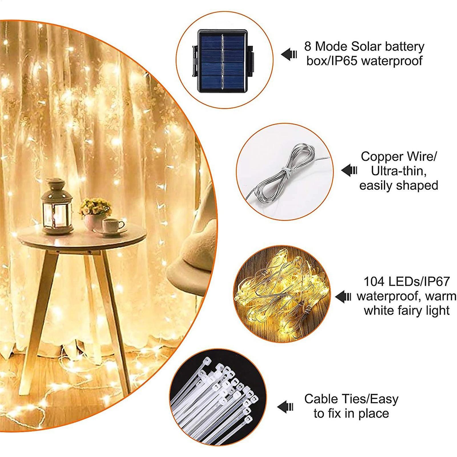 Outdoor Lighting Company - ไฟประดับร่มโซลาร์เซลล์ 104 LED ไฟประดับร่มกันแดดกลางแจ้ง กันน้ำ ไฟโซลาร์เซลล์สำหรับสวน