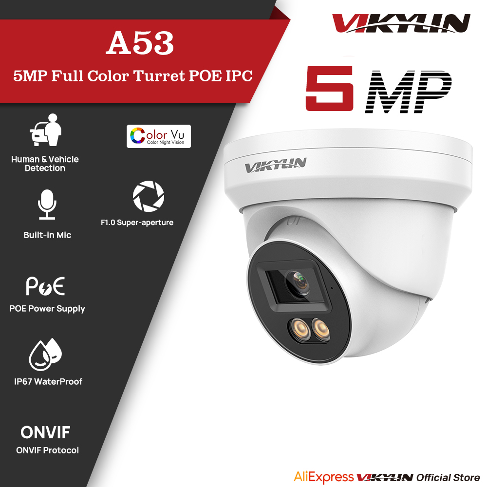 Outdoor Lighting Mains Powered - VIKYLIN กล้องรักษาความปลอดภัย IP 5MP พร้อมระบบเสียงสีเต็มรูปแบบ Poe