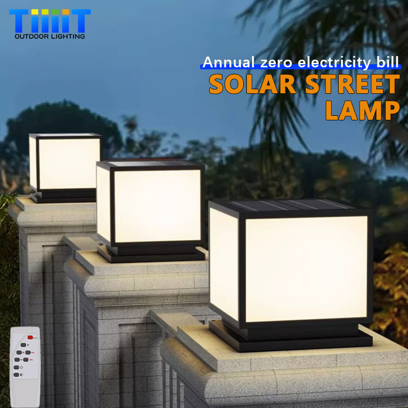 Post Cap Light - ไฟเสา LED พลังงานแสงอาทิตย์กลางแจ้ง โคมไฟพลังงานแสงอาทิตย์กันน้ำพร้อมรีโมทคอนโทรล 4 สี