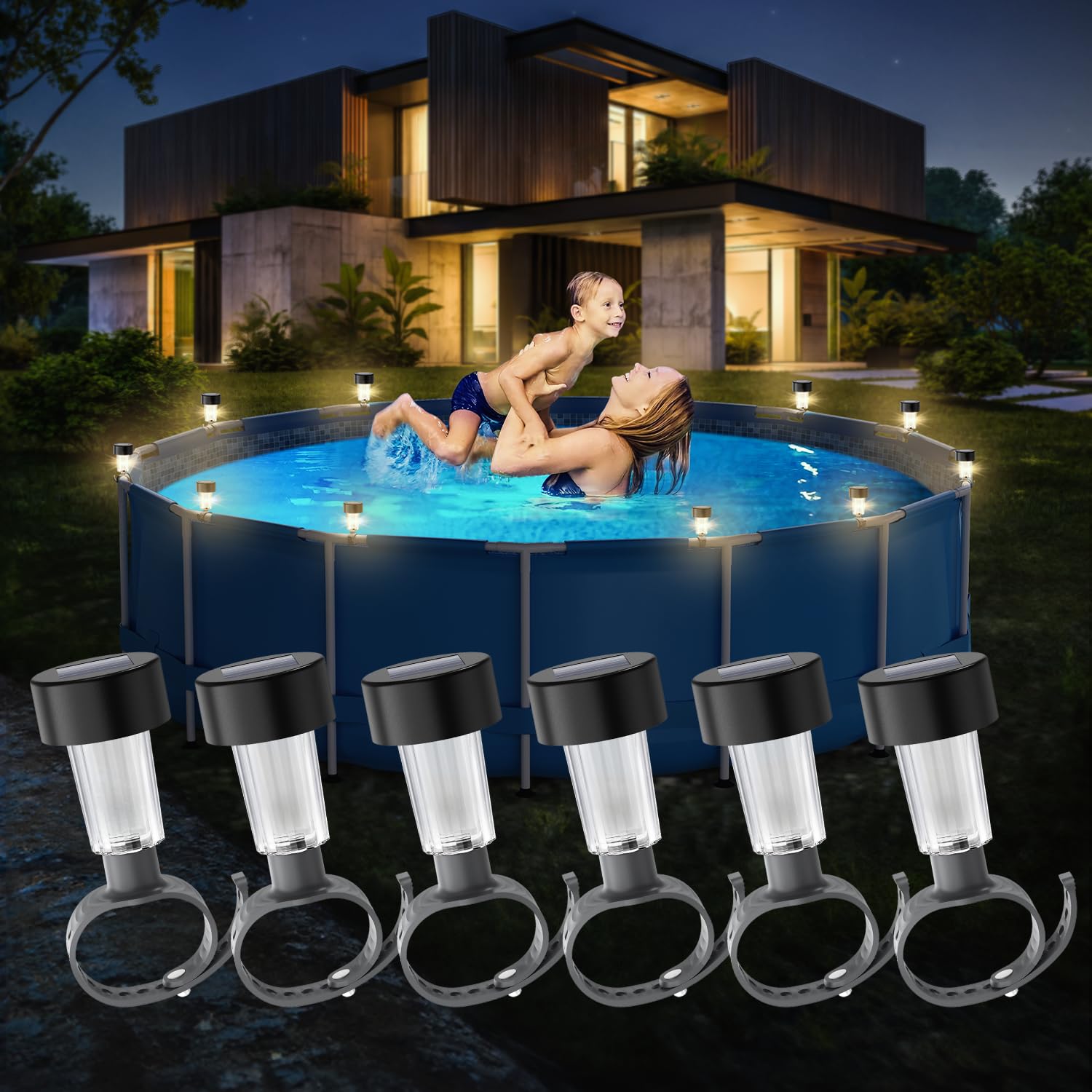 กรอบไฟสระว่ายน้ําพลังงานแสงอาท - Outdoor Lighting On Fence บทวิจารณ์และราคา