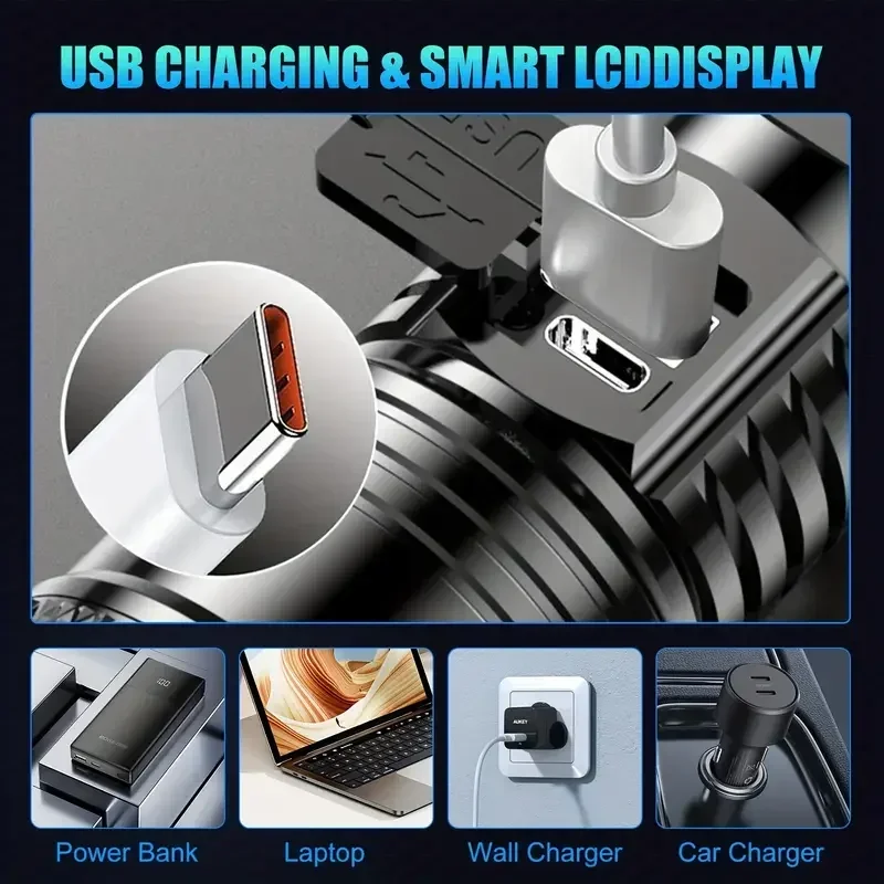 ไฟฉาย LED สว่างเป็นพิเศษ USB ช - Outdoor Lighting Black บทวิจารณ์และราคา