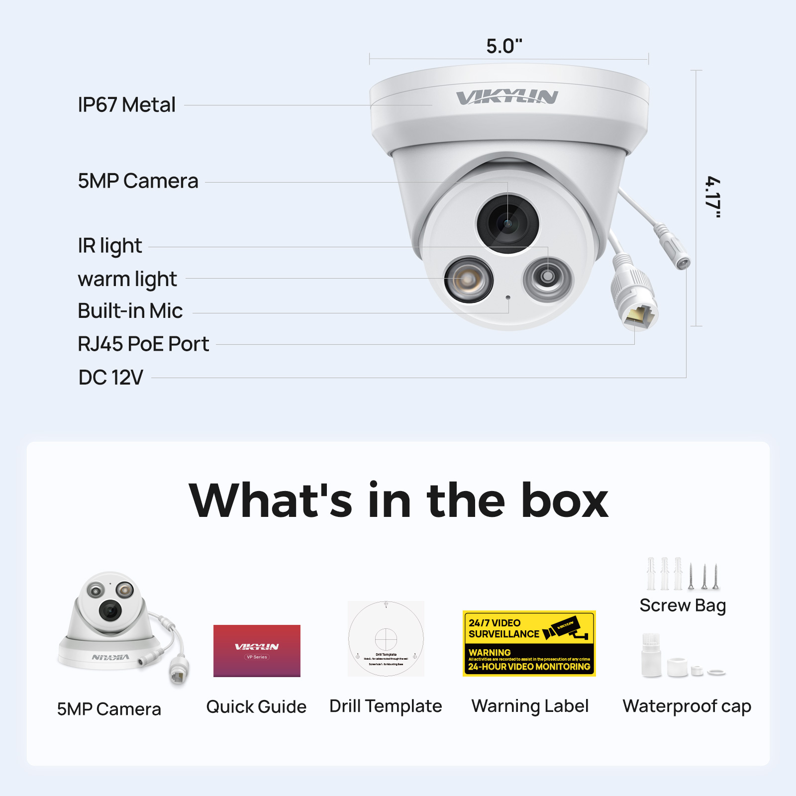 VIKYLIN 5MP สมาร์ทกล้อง IP แบบ - Outdoor Lighting Mains Powered บทวิจารณ์และราคา