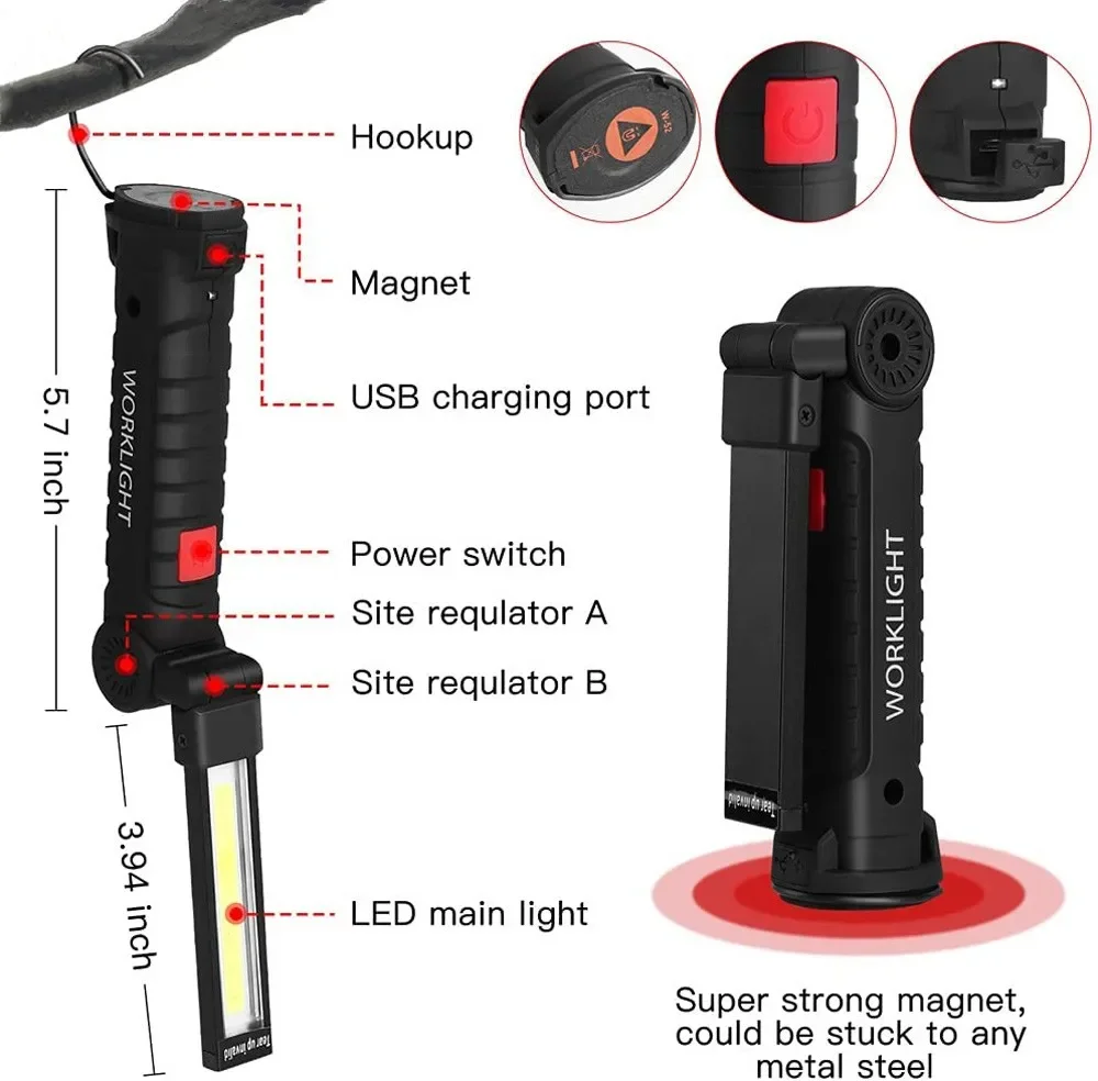 แบบพกพา COB ไฟฉาย LED USB ชาร์ - Outdoor Lighting Portable บทวิจารณ์และราคา
