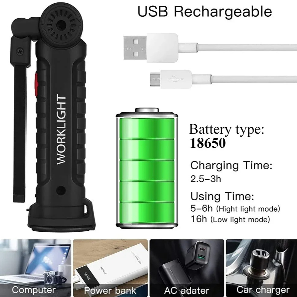 แบบพกพา COB ไฟฉาย LED USB ชาร์ - Outdoor Lighting Portable บทวิจารณ์และราคา