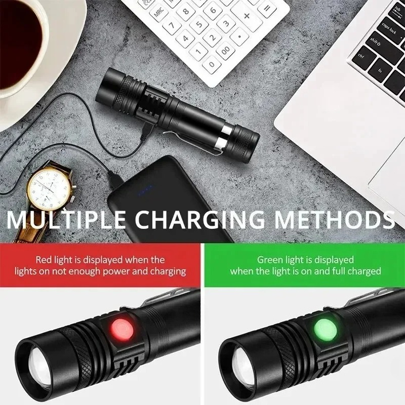 ไฟฉายแบบชาร์จได้ T6 ใช้แบตเตอร - Outdoor Lighting Black บทวิจารณ์และราคา