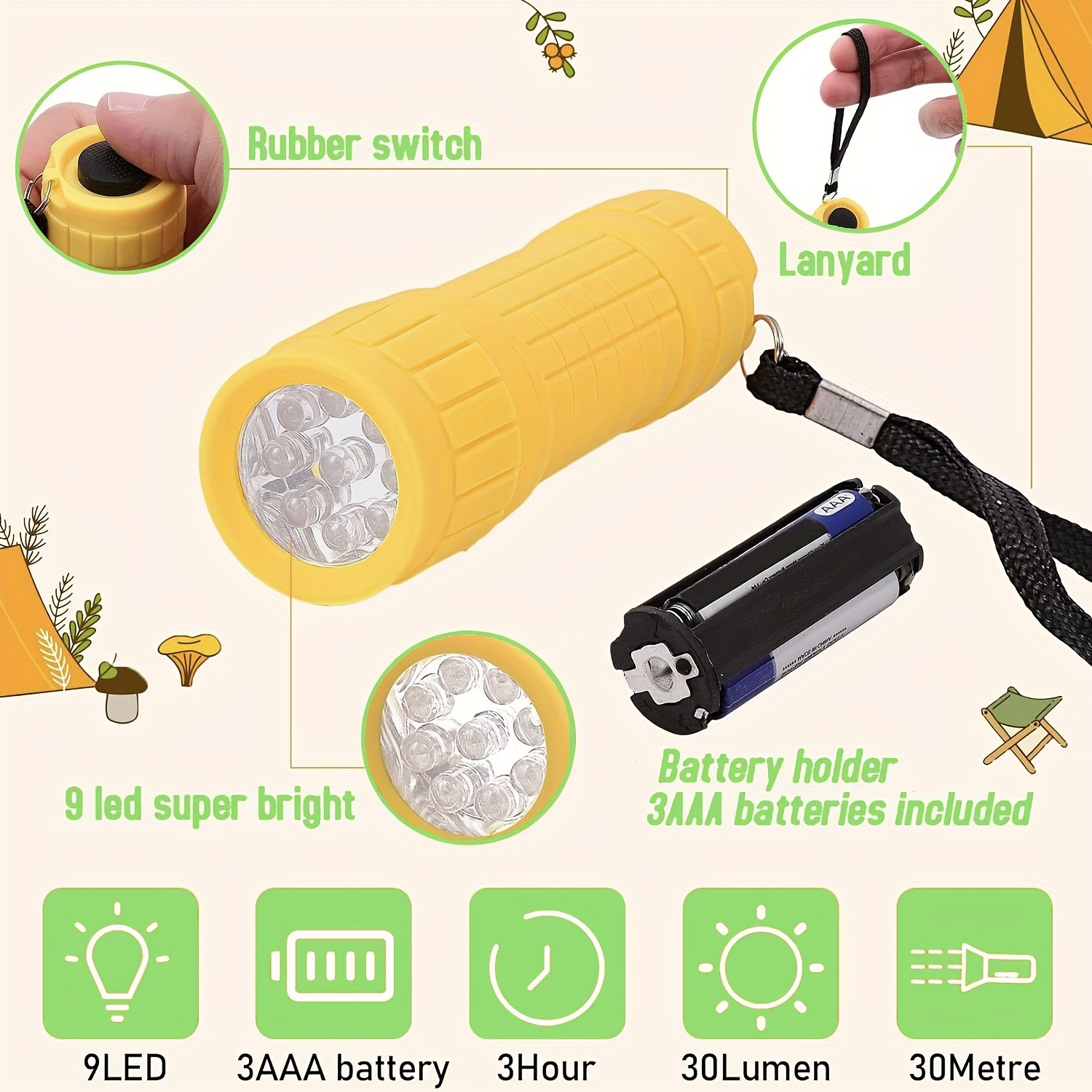 ไฟฉายพกพาขนาดเล็ก 9 XPE หลอดไฟ - Outdoor Lighting Portable บทวิจารณ์และราคา