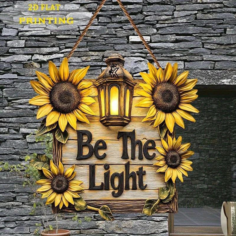ป้ายไม้ลายดอกทานตะวันแบบแบน 2  - Outdoor Lighting Quotes บทวิจารณ์และราคา