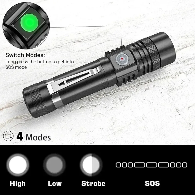 ไฟฉาย LED T6 แบบชาร์จไฟได้, ไฟ - Outdoor Lighting Black บทวิจารณ์และราคา